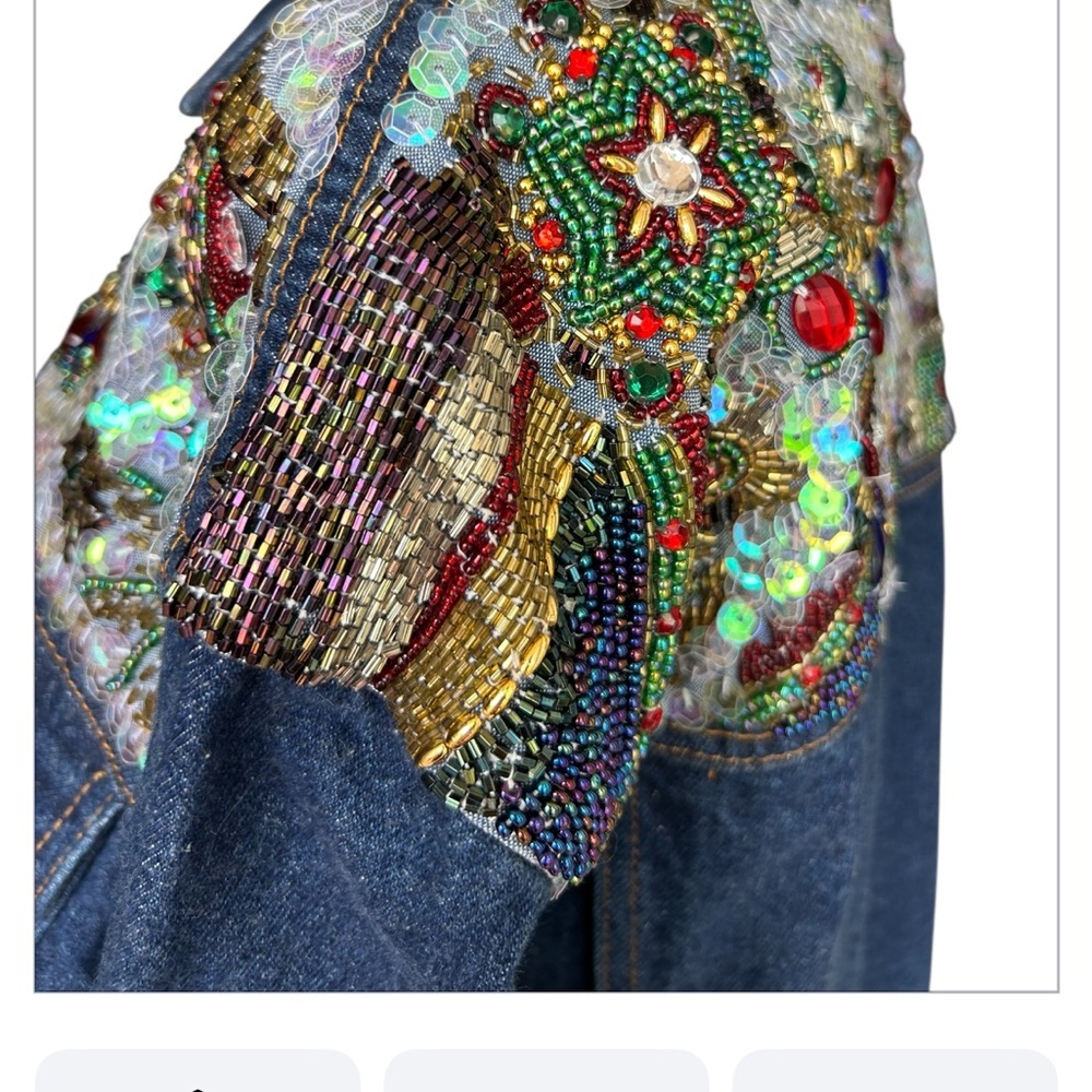 Vintage 1991 Ib Diffusion Sequin Beaded Denim Jea… - image 4
